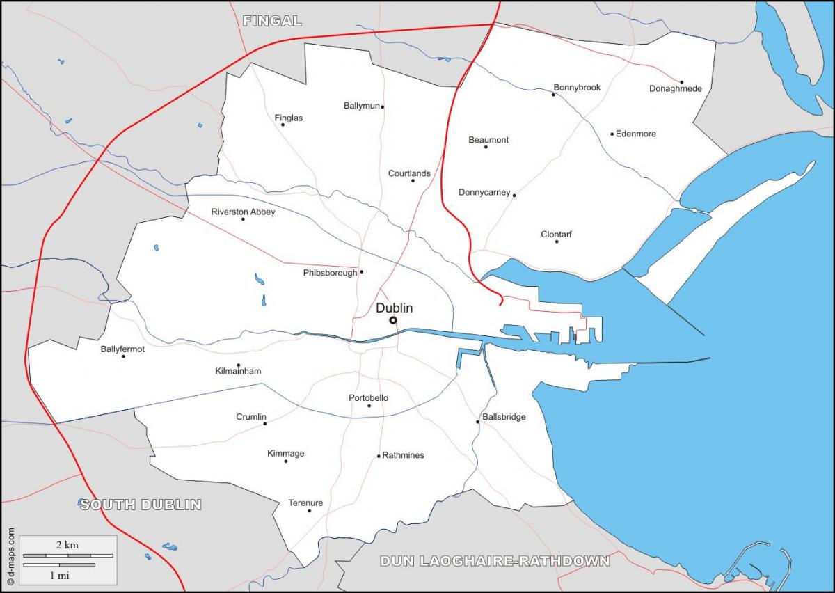 χάρτης του Δουβλίνο γειτονιές