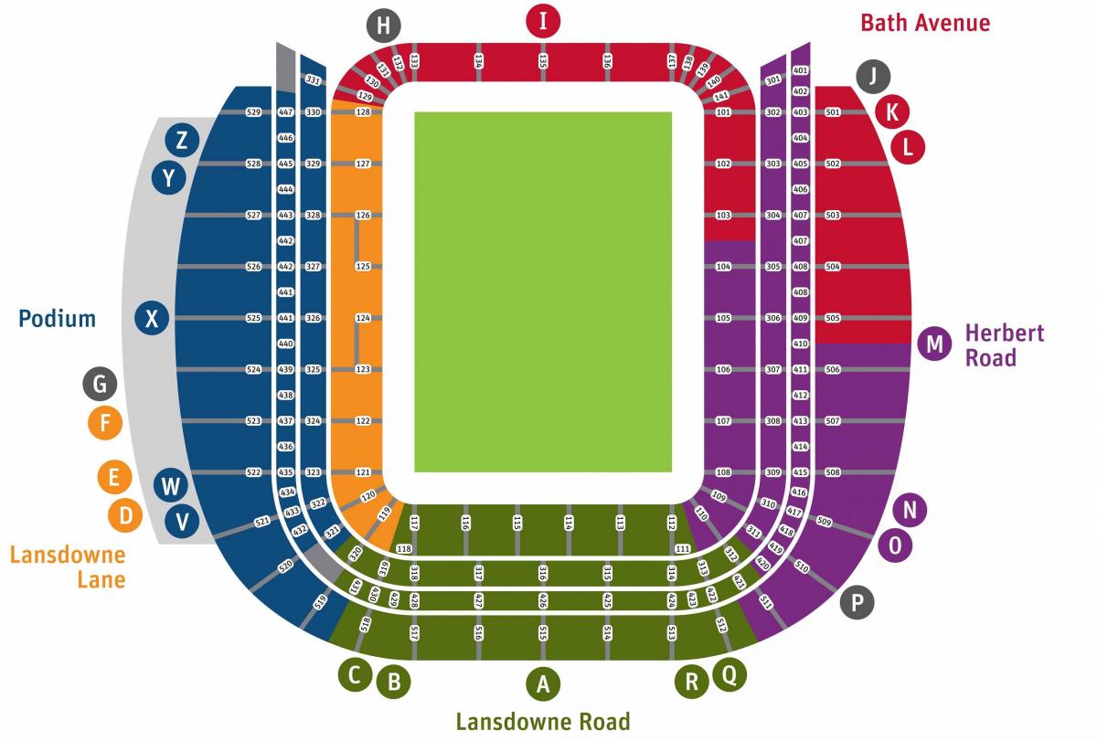 Aviva stadium κάθισμα χάρτης