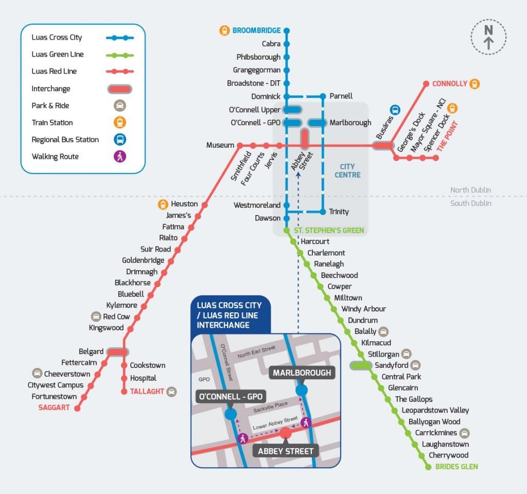 Luas σταυρό πόλη χάρτη της διαδρομής