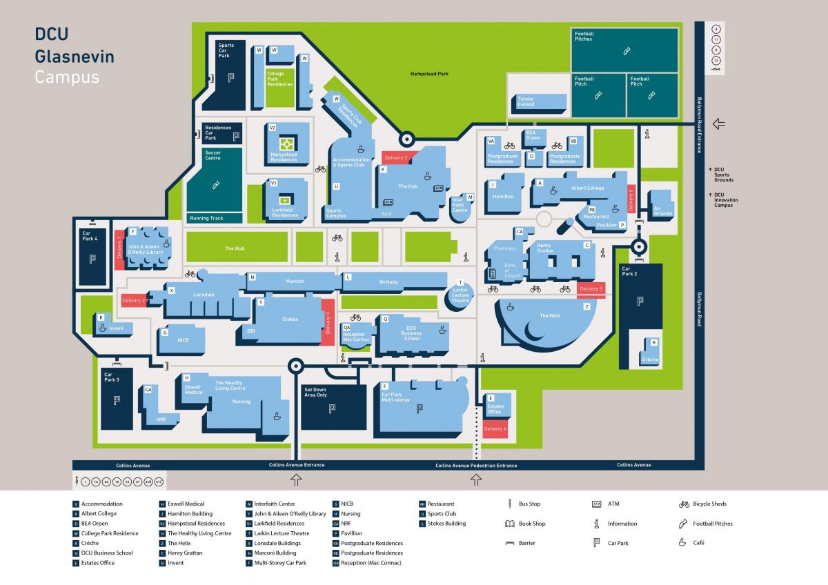 DCU χάρτη της πανεπιστημιούπολης