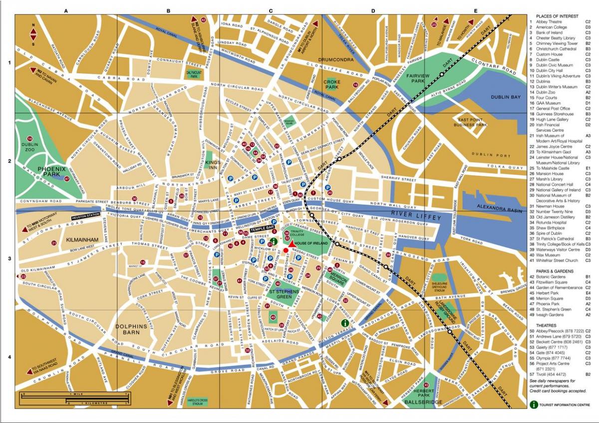 χάρτης του κέντρου της πόλης του Δουβλίνου