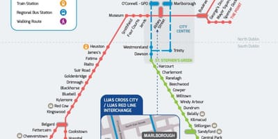 Luas σταυρό πόλη χάρτη της διαδρομής